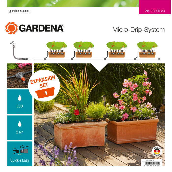Комплект для розширення мікрокрапельного поливу Gardena Micro-Drip-System на 4 квіткових ящика (13006-20)