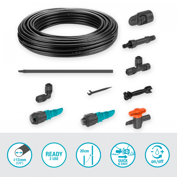 Комплект поливу Gardena Micro-Drip-System для клумб і грядок до 60 м2 (13450-20)