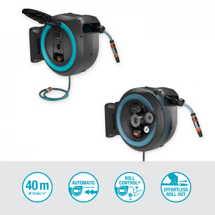 Котушка зі шлангом акумуляторна Gardena PowerRoll XXL Automatic P4A Set 40 м (18645-20)