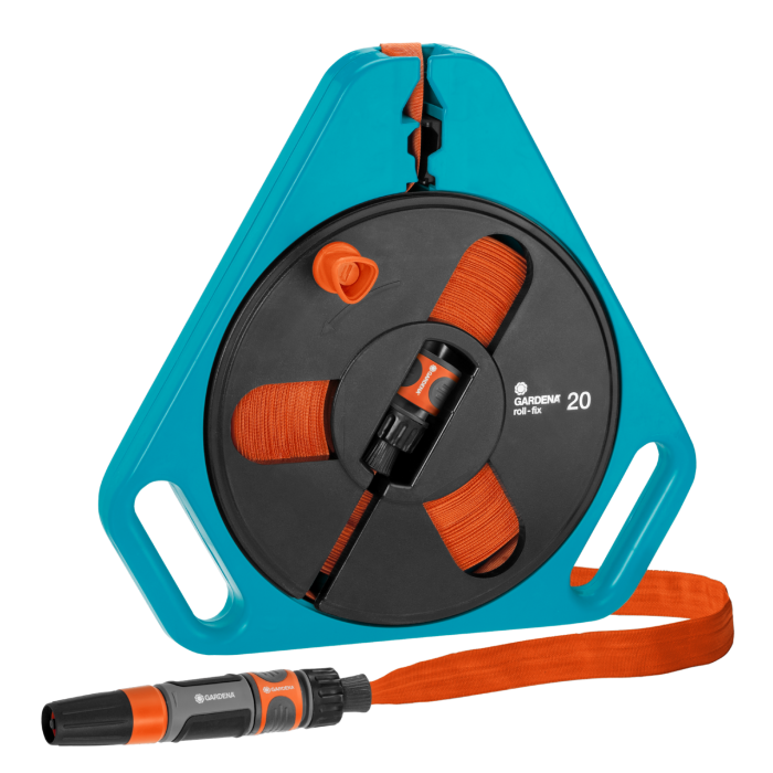 Шланг плоский Gardena Roll-Fix в касеті 20 м з комплектом для поливу (00757-20)
