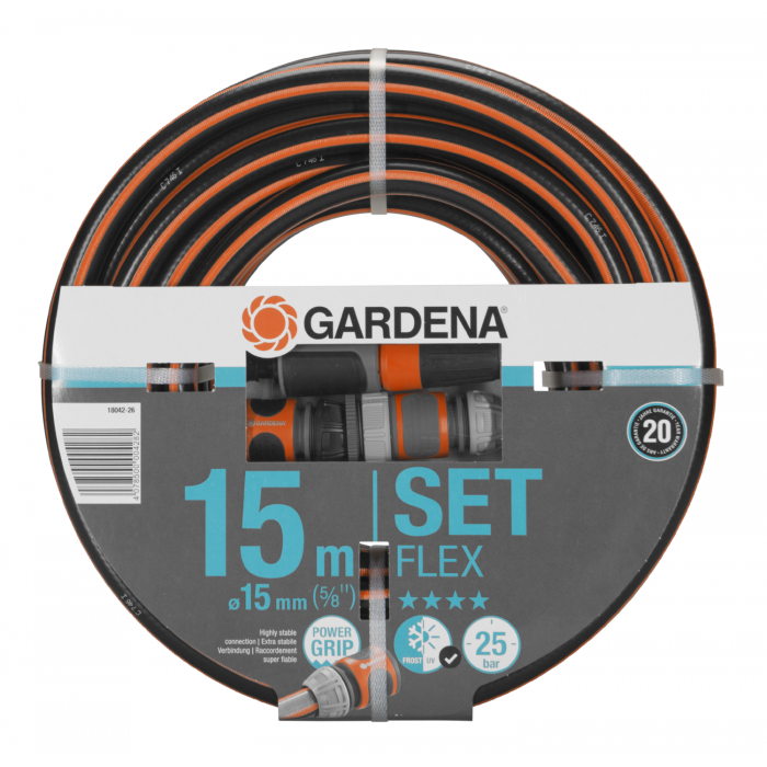 Шланг Gardena Flex Set 15 мм (5/8"), 15 м, 25 бар (18042-26)