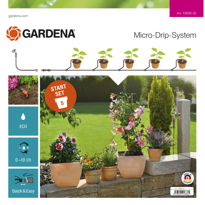 Комплект мікрокраплинного поливу Gardena Micro-Drip-System для 5 квіткових горщиків S (13000-20)
