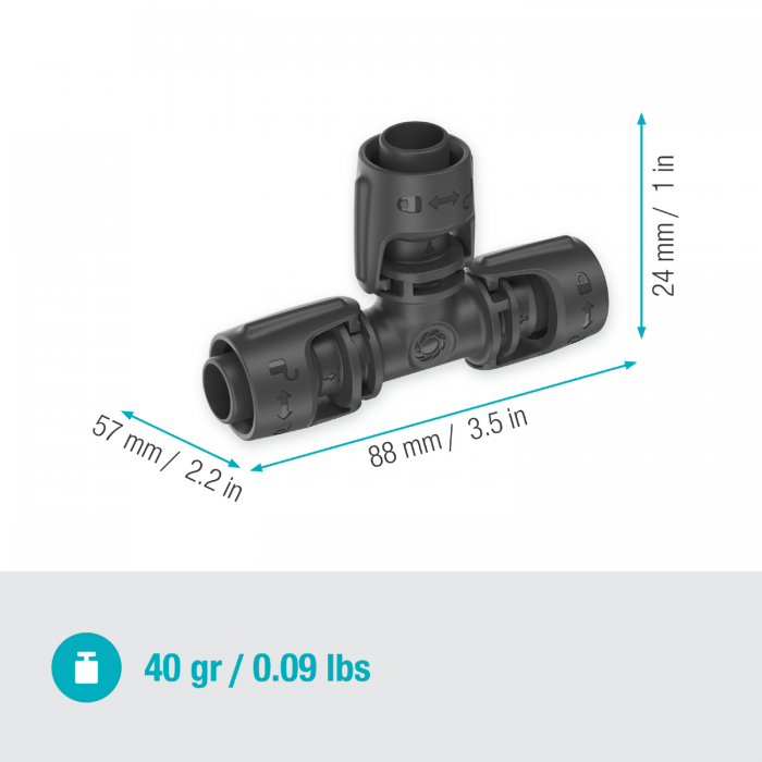 З'єднувач Т-подібний Gardena Micro-Drip-System Quick & Easy для шлангів 13 мм, 2 шт (13201-20)