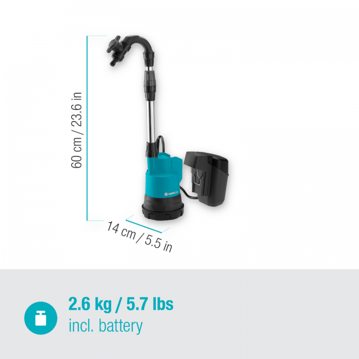 Акумуляторний насос для резервуарів Gardena 2000/2 18V P4A Set (14602-20)