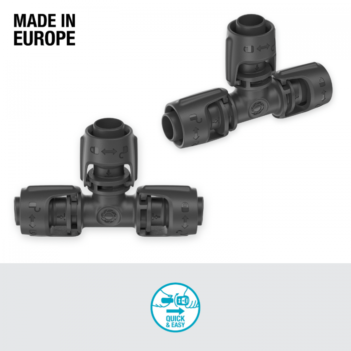 З'єднувач Т-подібний Gardena Micro-Drip-System Quick & Easy для шлангів 13 мм, 2 шт (13201-20)