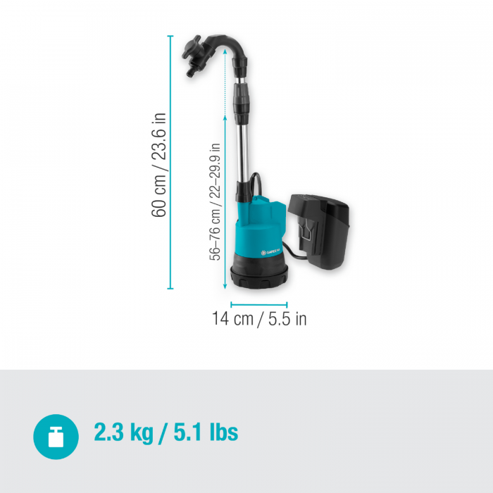 Акумуляторний насос для резервуарів Gardena 2000/2 18V P4A Set (14602-20)