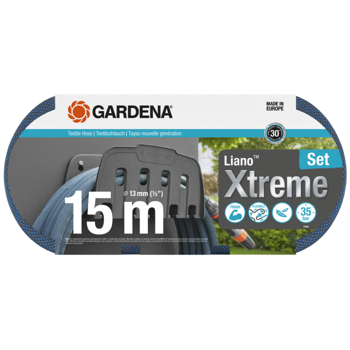 Комплект текстильного шланга Liano™ Xtreme 15 м, з настінним кронштейном для шланга 18466-20