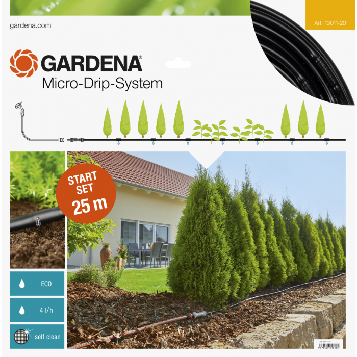 Комплект мікрокрапельного поливу Gardena Micro-Drip-System для рядного поливу 25 м, 4 л/год (13011-20)