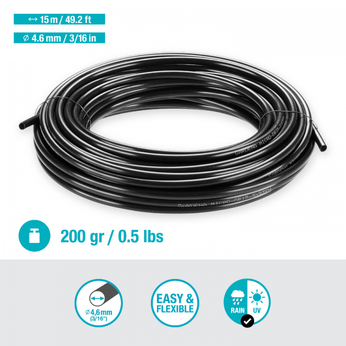 Шланг подаючий Gardena Micro-Drip-System 4,6 мм, 15 м (01350-29)