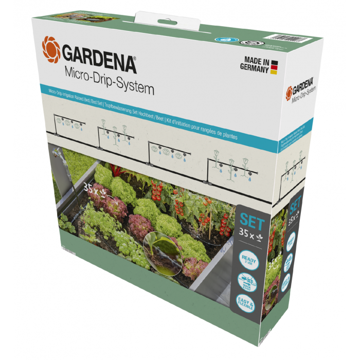 Комплект поливу Gardena Micro-Drip-System Raised Bed Set для високих грядок на 35 рослин (13455-20)