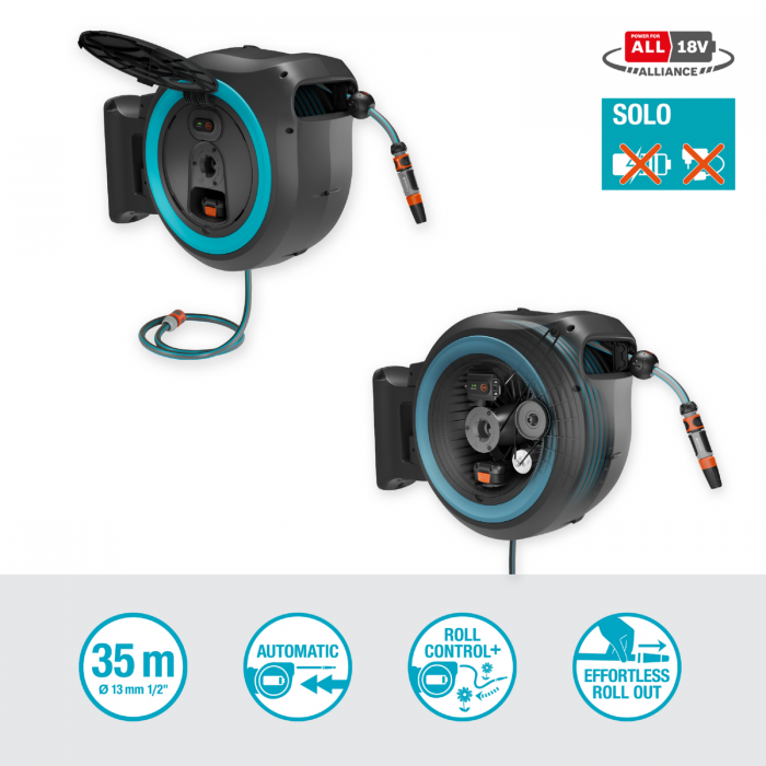 Котушка зі шлангом акумуляторна Gardena PowerRoll XXL Automatic P4A Solo 40 м (18645-55)