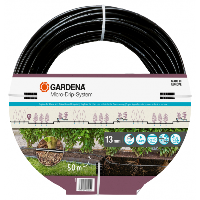 Шланг капельного поливу Gardena Micro-Drip-System для рядного поливу 50 м, 1.6 л/год (13504-20)