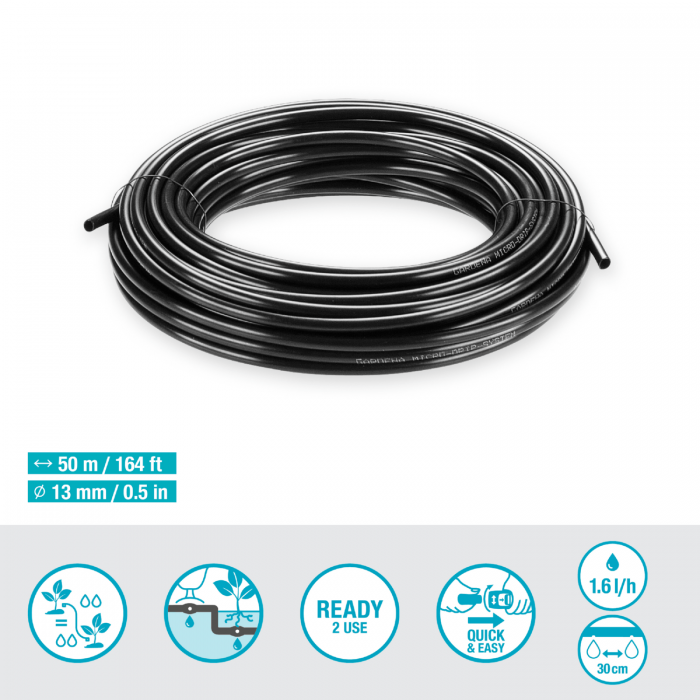 Шланг капельного поливу Gardena Micro-Drip-System для рядного поливу 50 м, 1.6 л/год (13504-20)