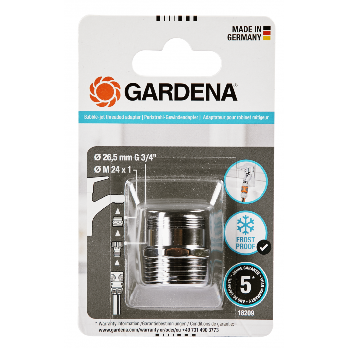 Адаптер Gardena для внутрішніх кранів M 24x1 і 26,5 мм G 3/4" (18209-20)