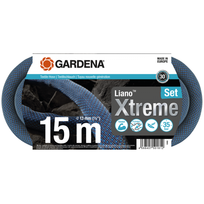 Текстильний шланг Gardena Liano Xtreme Set 13 мм (1/2"), 15 м (18465-20)