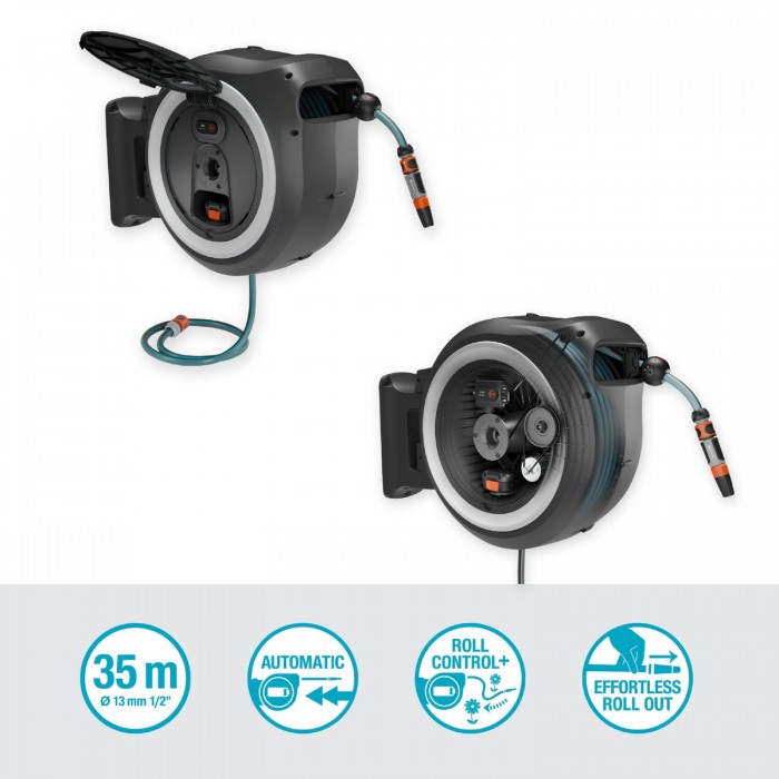 Котушка зі шлангом акумуляторна Gardena PowerRoll XL Automatic P4A Set 35 м (18642-20)