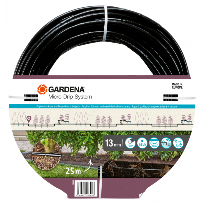 Шланг капельного поливу Gardena Micro-Drip-System для рядного поливу 25 м, 1.6 л/год (13503-20)