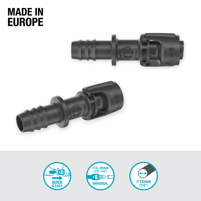 З'єднувач прямий Gardena Micro-Drip-System Quick & Easy 13 мм х 13-16 мм, 1 шт (13220-20)