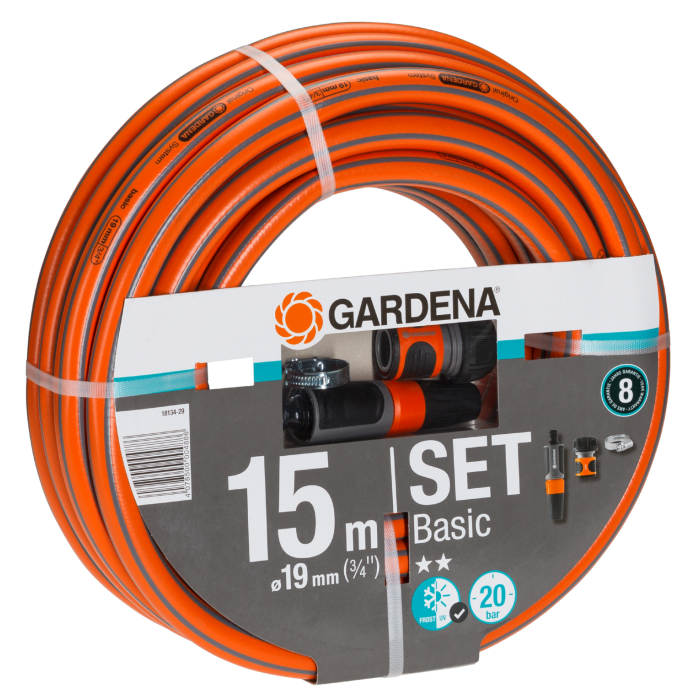 Шланг з комплектом для поливу від насоса Gardena Basic 19 мм (3/4 "), 15 м Set (18134-29)