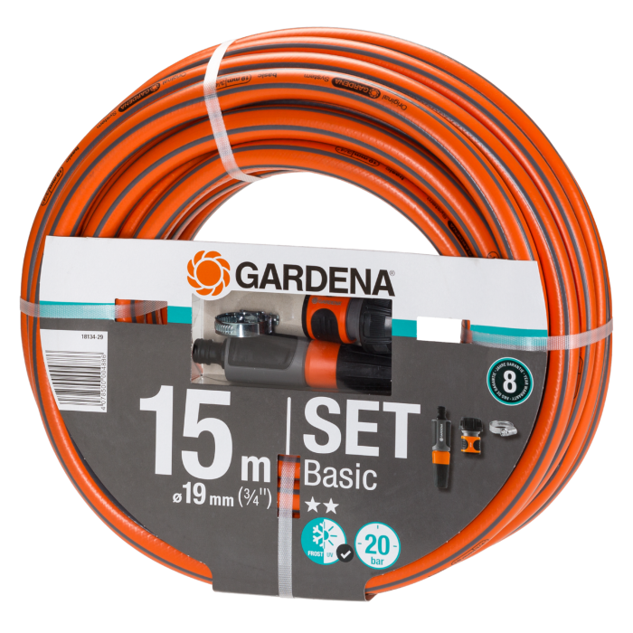 Шланг з комплектом для поливу від насоса Gardena Basic 19 мм (3/4 "), 15 м Set (18134-29)